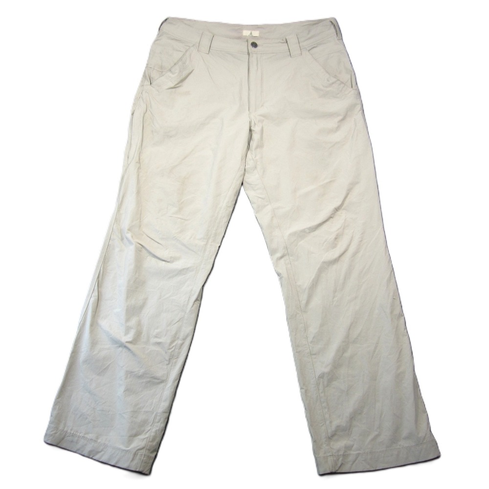 Ascend Hiking Pants Mens 37x32 Beige Zip Pocket Straight Leg Hiking Camp Utility